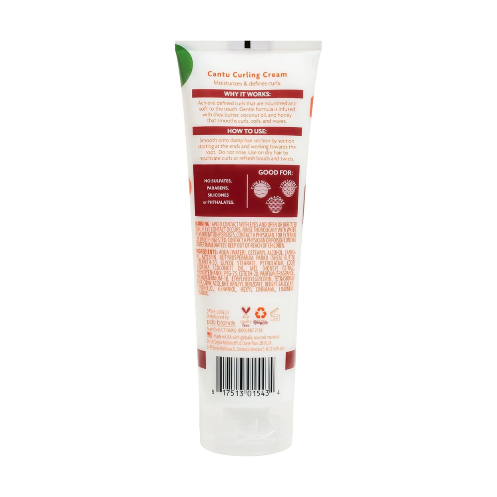 Cantu kids curling cream for natural hair in white and orange tube with usage instructions on back