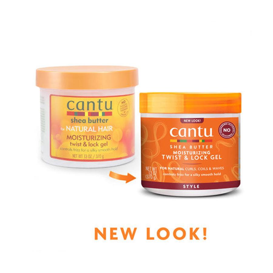 Cantu moisturizing twist and lock gel with shea butter before and after new packaging for natural hair