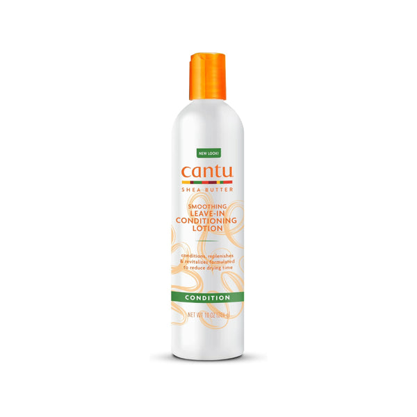 Cantu shea butter leave-in conditioner smoothing conditioning lotion bottle with orange cap
