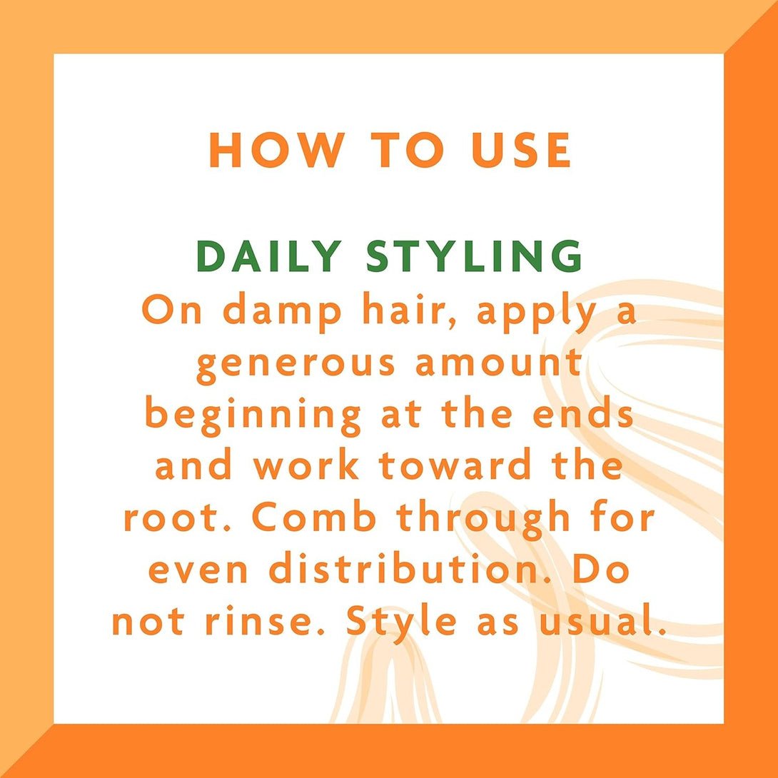 Instructions on how to use CANTU shea butter leave-in conditioner for daily styling on damp hair