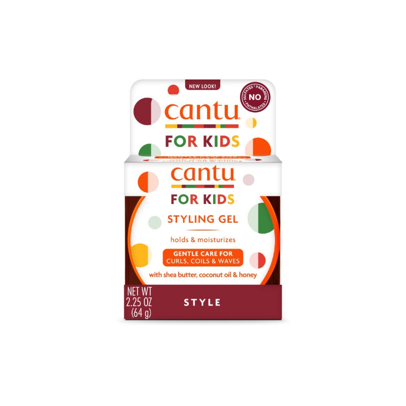 CANTU For Kids styling gel for kids hair boxed jar gentle hold moisturizes curls coils and waves