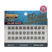 EBIN Cattitude pack of 5D individual lashes medium volume in deep black with invisible band tray