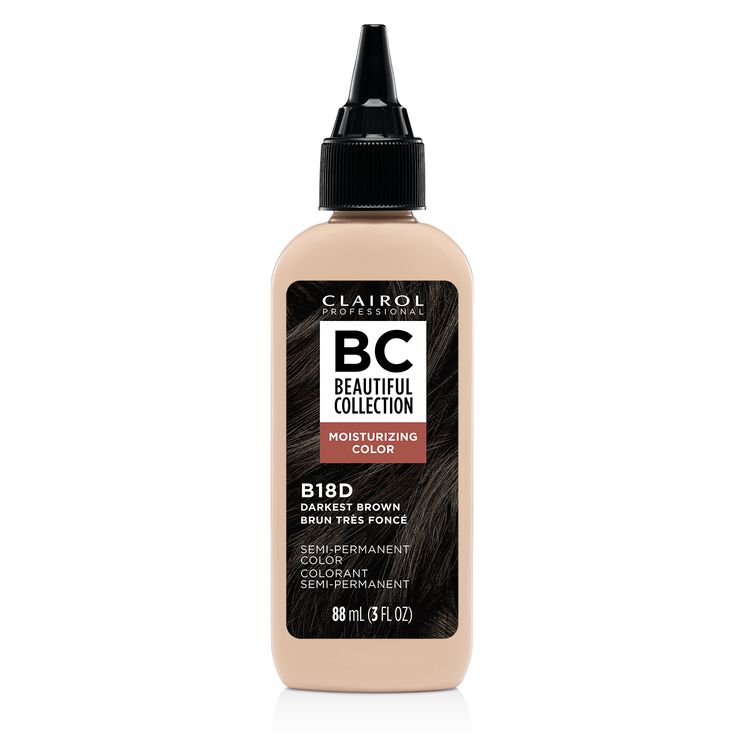 Clairol BC Beautiful Collection semi permanent hair color bottle in darkest brown shade B18D
