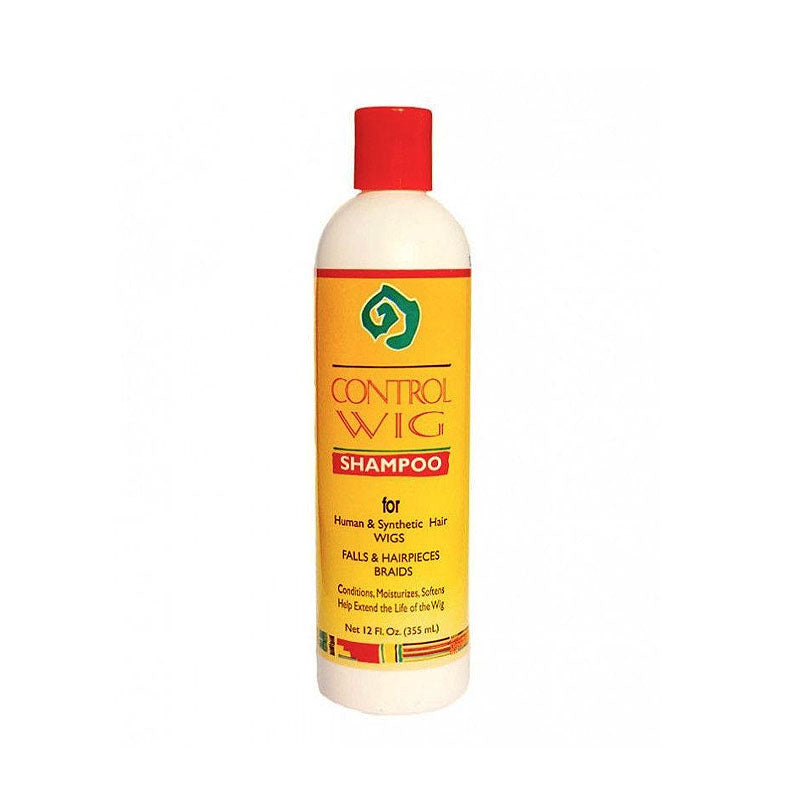 AFRICAN ESSENCE Control Wig Shampoo bottle with red cap and yellow label wig shampoo for human and synthetic hair