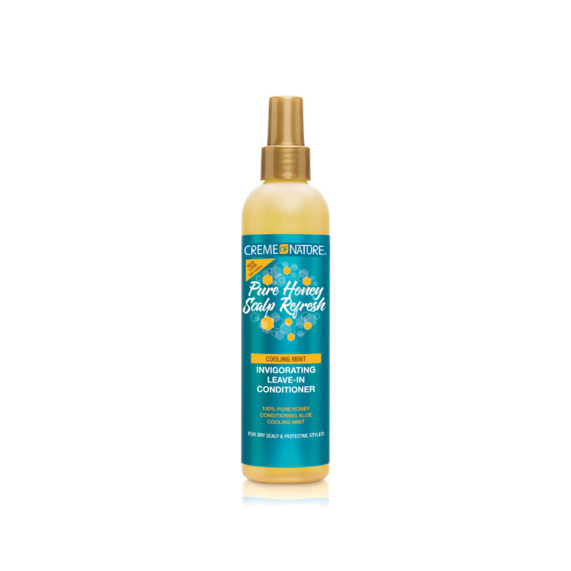 Creme of Nature bottle of pure honey scalp refresh leave-in conditioner cooling mint spray for soothing scalp