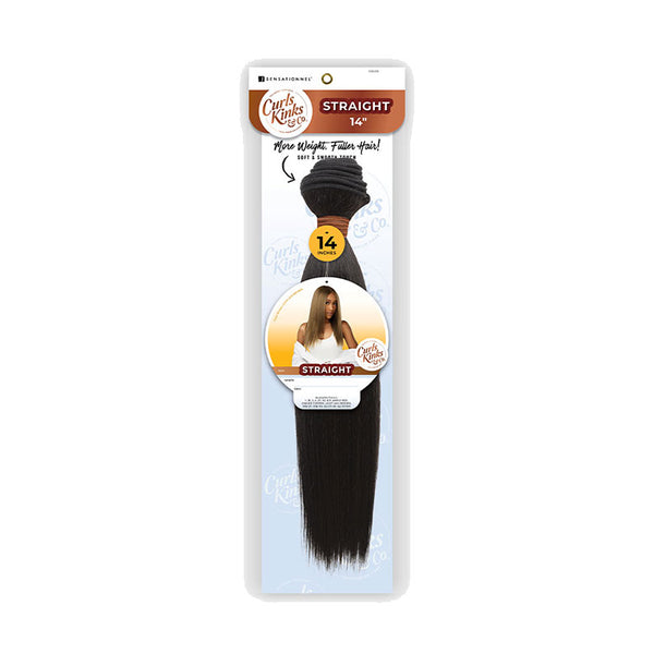 SENSATIONNEL 14 inch straight hair weave natural black straight weft in retail packaging showing bundle