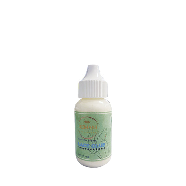 DEMANI lace wig glue for sensitive skin small white squeeze bottle with green label for secure lace wig hold