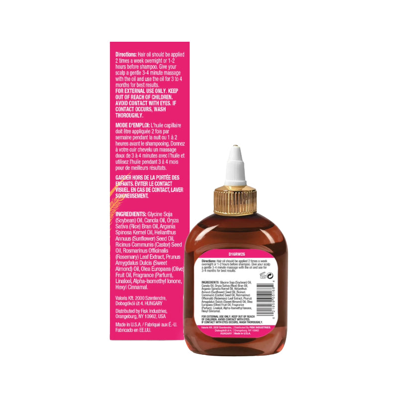 DIFEEL rice water hair oil amber squeeze bottle with gold cap and pink label for hair growth
