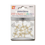 BEAUTY TOWN DIY Charm Collection pack with gold-tone budded cross jewelry charms for crafting and jewelry making