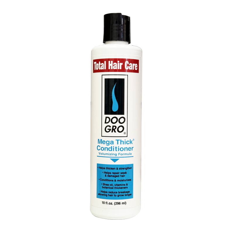 DOO GRO Mega Thick Conditioner white bottle with black cap volumizing conditioner for thick hair