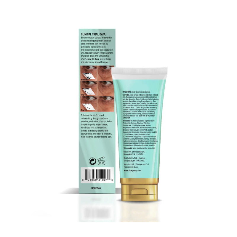 DAGGETT AND RAMSDELL tube and box showing label, clinical data, and instructions for face and eye fade cream for hyperpigmentation