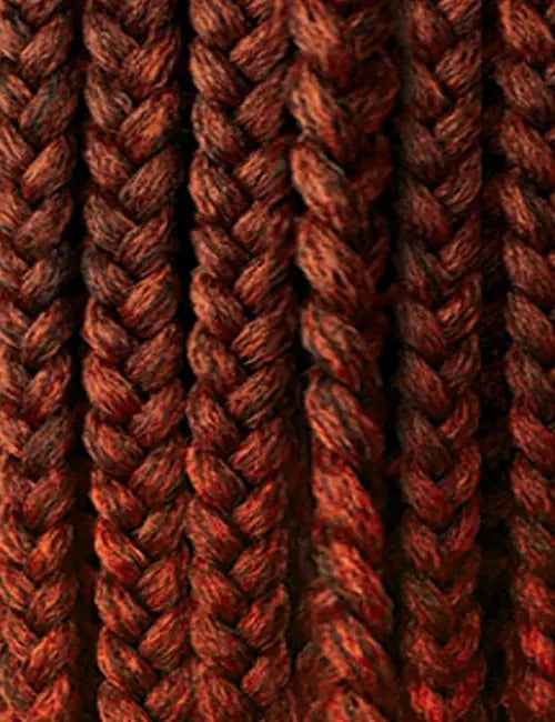 Close-up of OUTRE braided hair strands in deep reddish brown for drawstring ponytail for natural hair