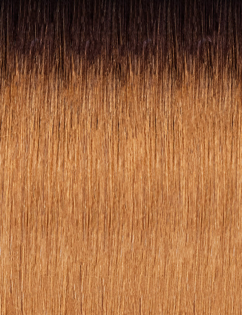 OUTRE Duby wig 100% human hair straight ombre dark brown to honey blonde closeup