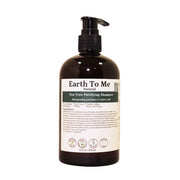 Earth To Me tea tree purifying shampoo in amber pump bottle 12 fl oz natural clarifying scalp and hair care