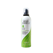 EBIN Braid Formula Setting Mousse hair care foam in white green can with pump for braid styling and shine