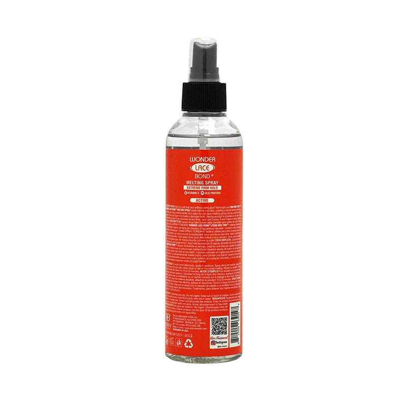 EBIN Wonder Lace Bond extreme hold wig melting spray in clear bottle with black spray nozzle