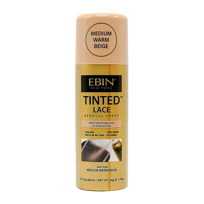 EBIN hair care tinted lace spray medium warm beige aerosol for blending and concealing lace fronts natural finish