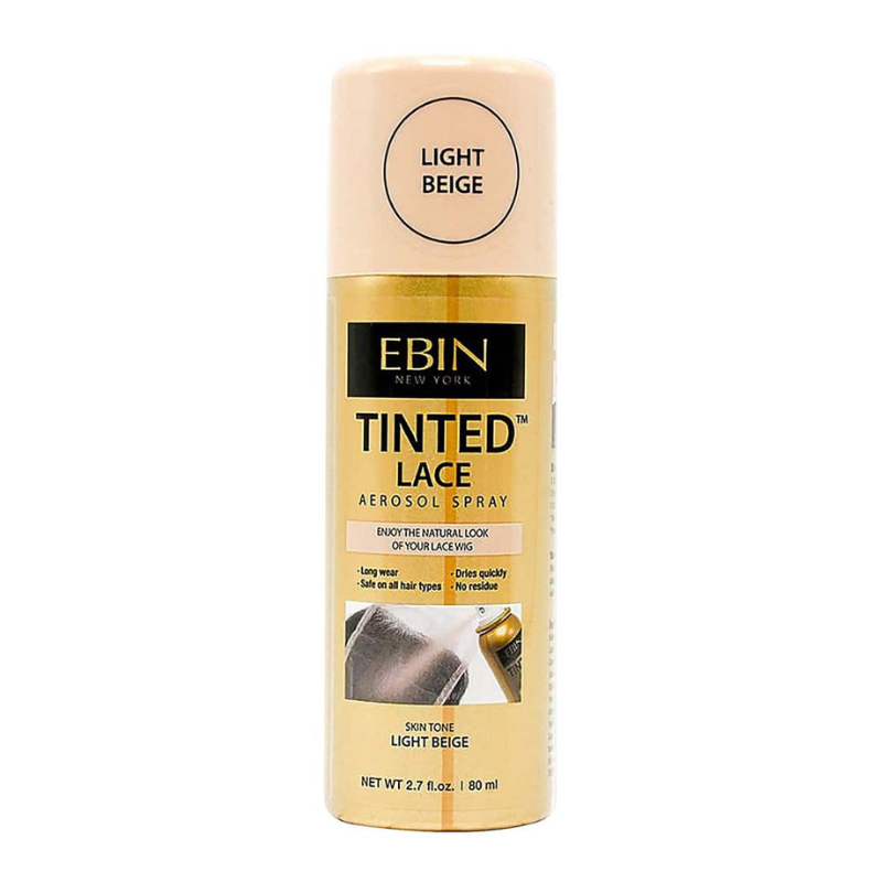 EBIN tinted lace aerosol spray in Light Beige bottle tinted lace spray for wigs to blend lace