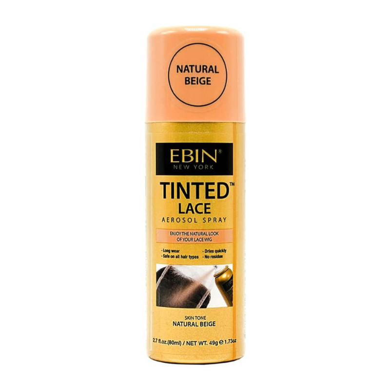 EBIN Tinted Lace aerosol spray in natural tone for blending lace wigs and hairlines hold tinted lace spray natural beige