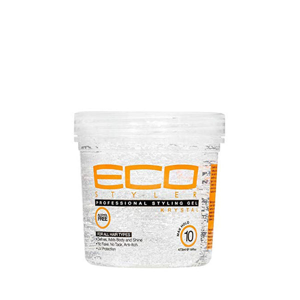ECO STYLE jar of Eco Style Krystal styling gel clear gel 16 oz professional hold for all hair types