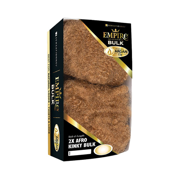SENSATIONNEL Empire 16 inch afro kinky bulk hair in light brown packaged two pack with Argan Oil
