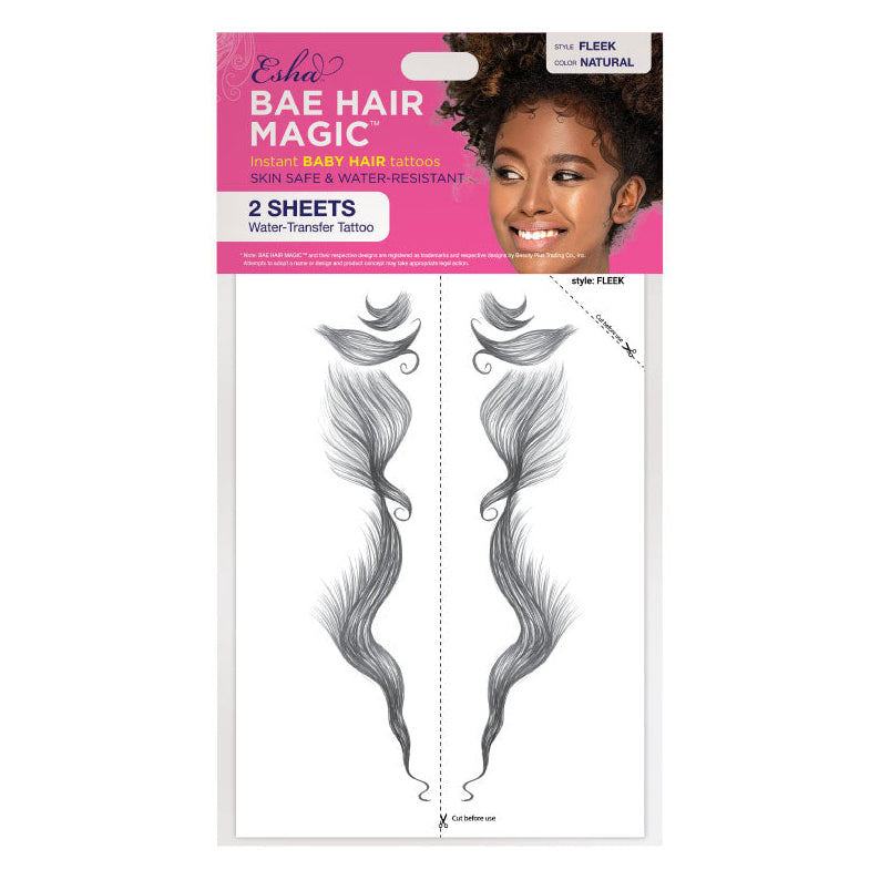 ESHA hair tattoo sticker for edges with natural style water-transfer baby hair designs on 2 sheets