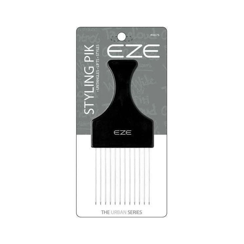 ANNIE EZE metal styling pik for short hair black handle with long metal tines in retail packaging