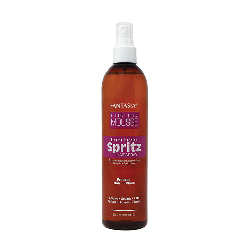 Fantasia IC liquid mousse spritz hairspray firm hold brown spray bottle with white nozzle 10 fl oz