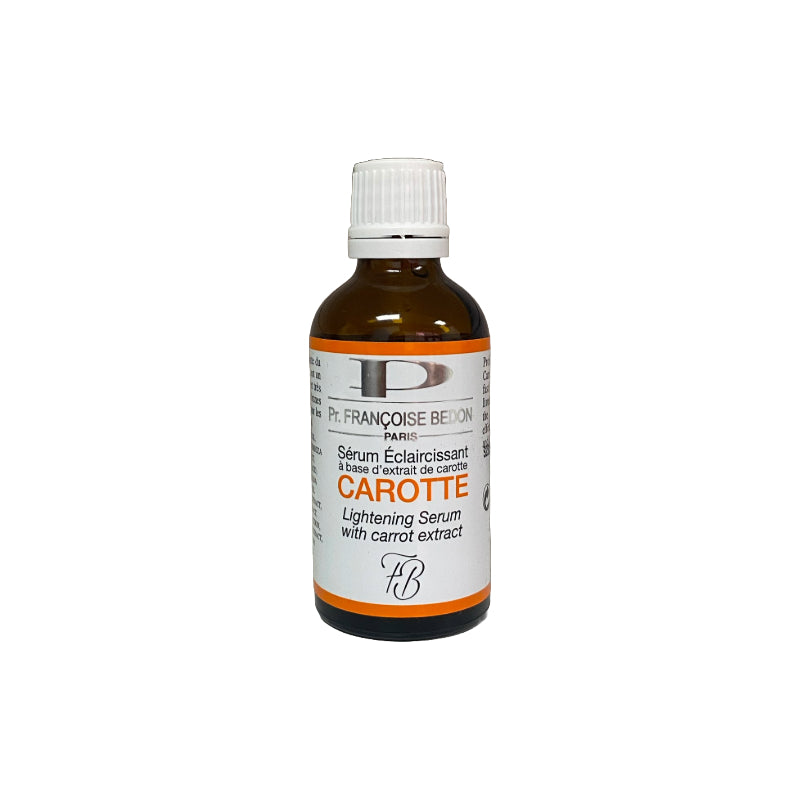 PR FRANCOISE BEDON amber glass bottle carrot extract lightening serum for skin brightening and even tone