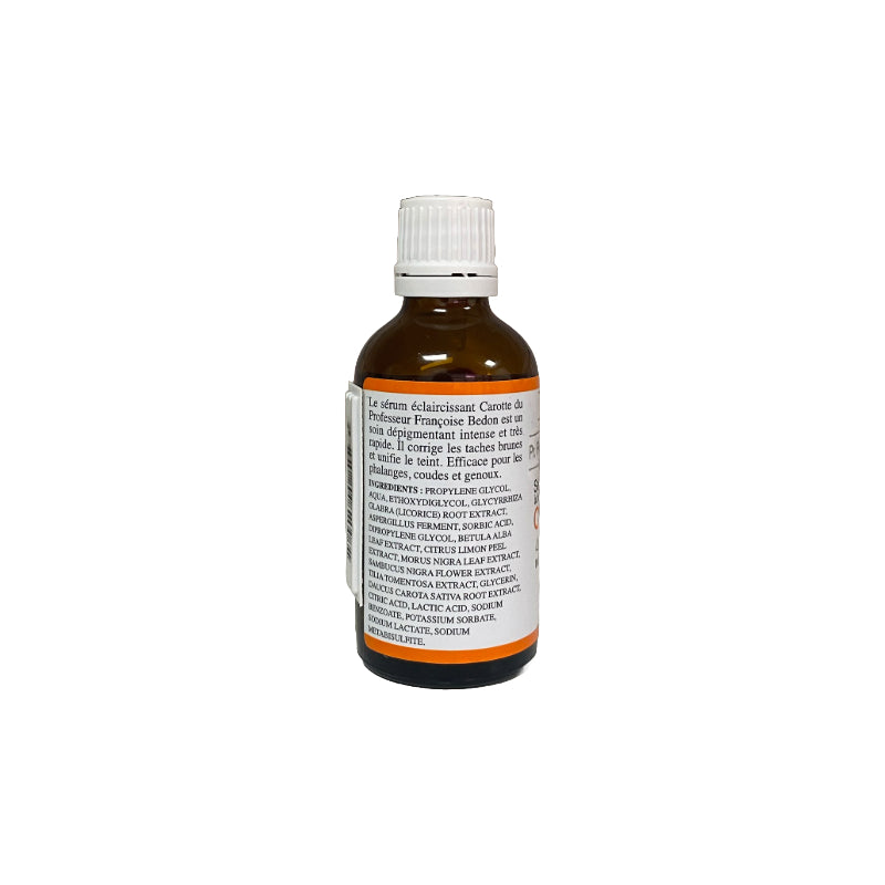 PR FRANCOISE BEDON carrot extract lightening serum brown glass bottle with white cap and product label
