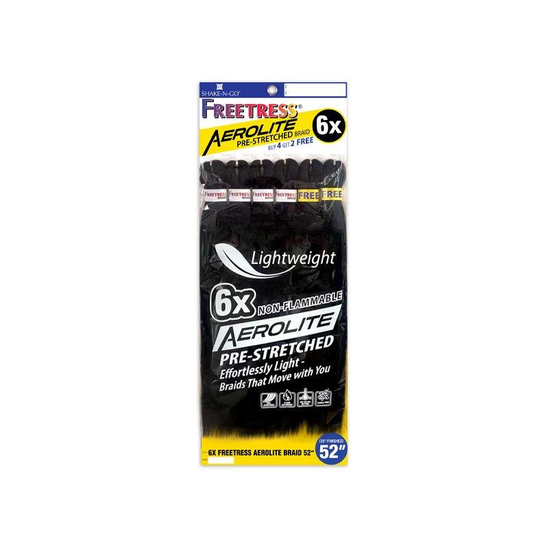 SHAKE N GO Freetress Aerolite Braid 52 inch lightweight pre-stretched braids package with six bundles