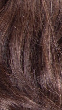 SHAKE N GO Freetress Equal Valentino lace wig close up showing chestnut brown wavy synthetic hair texture