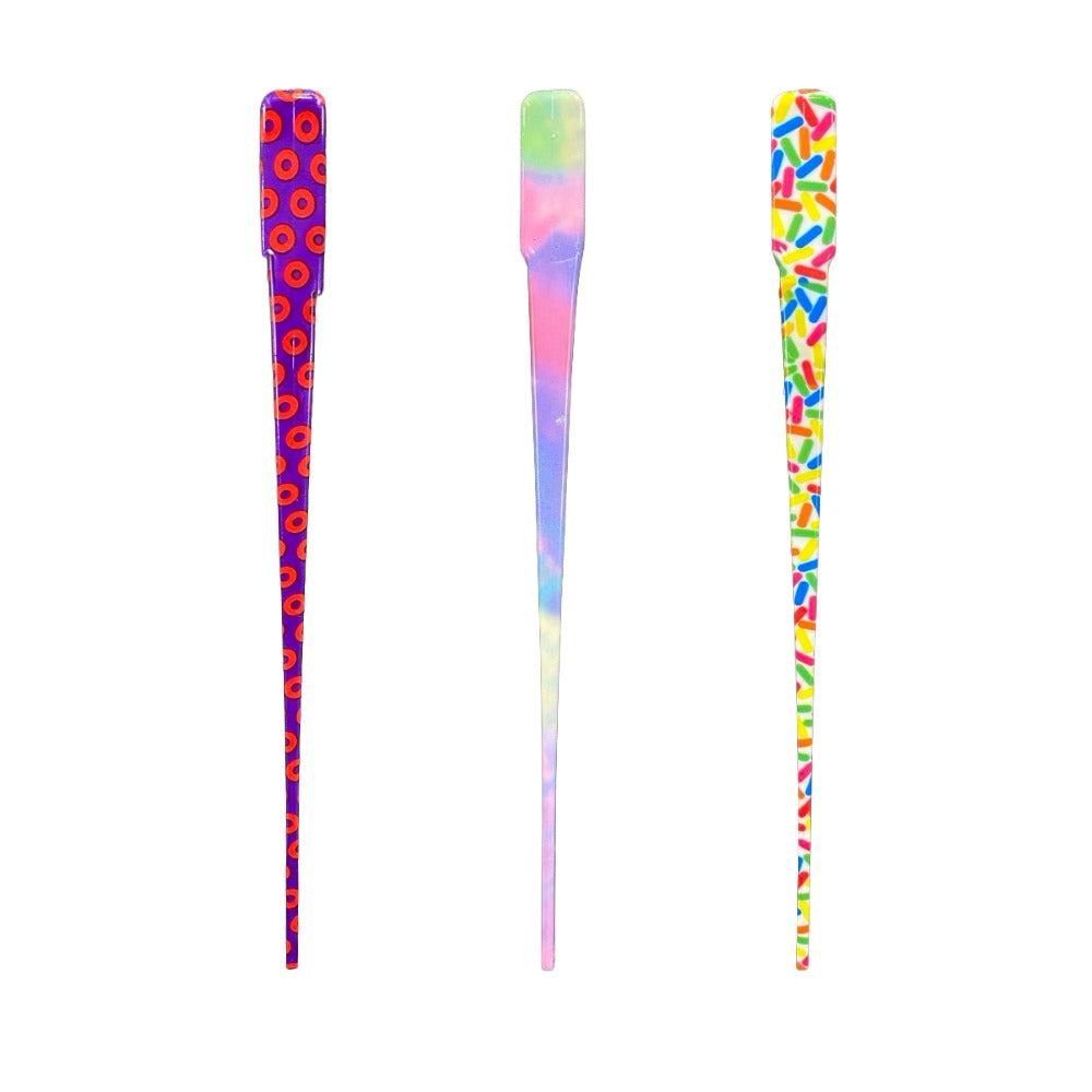 RED BEAUTY by KISS set of three patterned edge brush for baby hairs with colorful printed handles