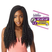 Sensationnel goddess box braids 18 inch pre-looped braids with curly ends on model
