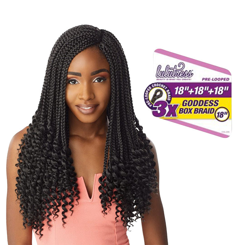 Sensationnel goddess box braids 18 inch pre-looped braids with curly ends on model