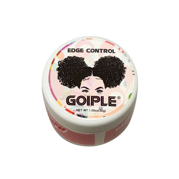 GOIPLE strawberry edge control wax in 1.05oz jar with illustrated curly puff graphic for sleek baby hairs