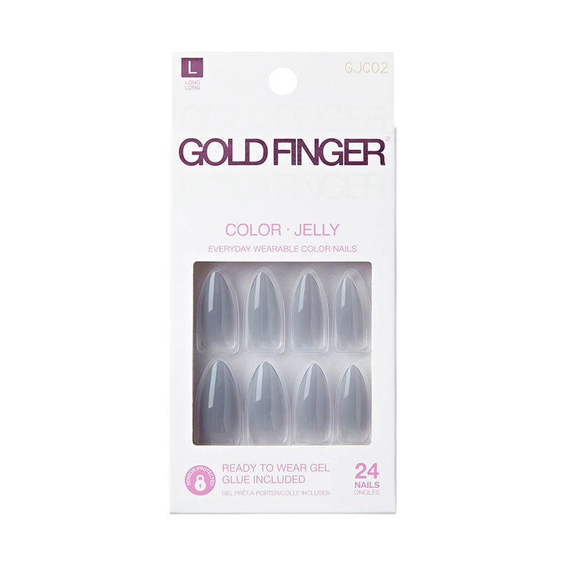 Gold Finger jelly color nails cloudy press on gel look false nails pack IVY BEAUTY by KISS 24 nails