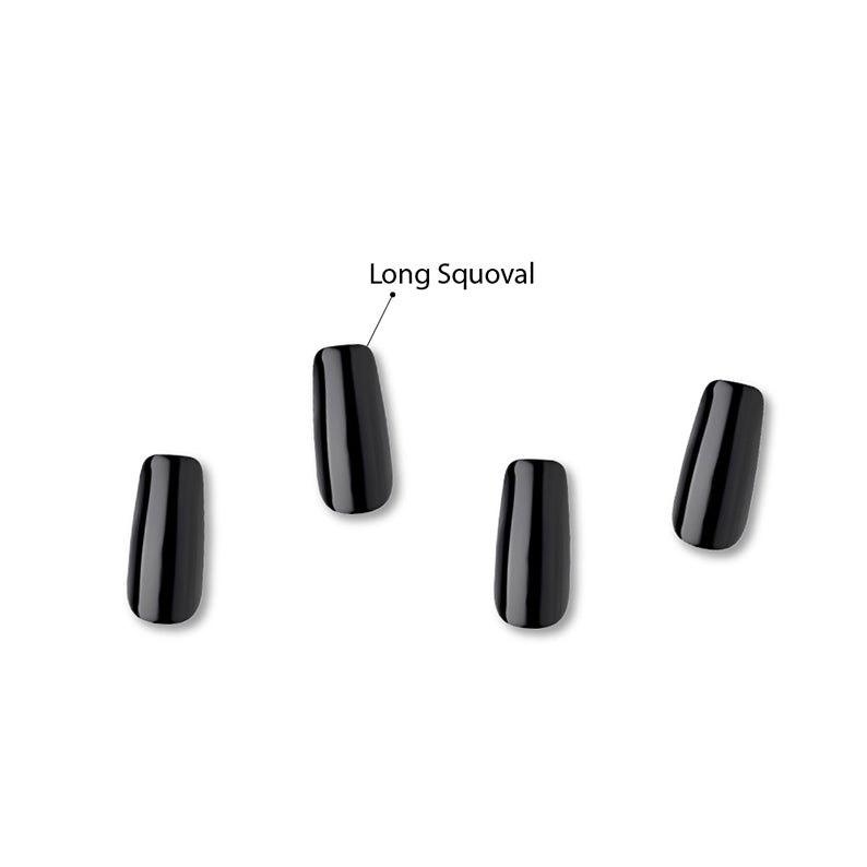 Gold Finger solid color fake nails IVY BEAUTY by KISS black long squoval press on set