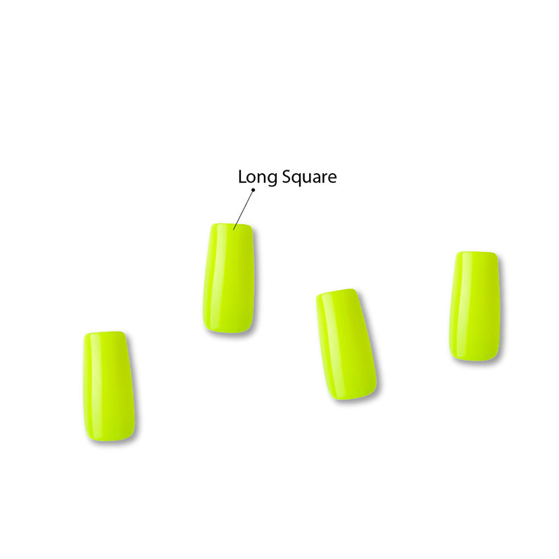 IVY BEAUTY by KISS set of neon lime long square press on nails gold finger solid color press on nails
