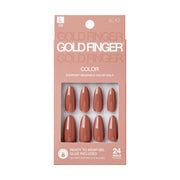 IVY BEAUTY by KISS gold finger solid color press on nails dusty rose almond 24 pack with gel glue