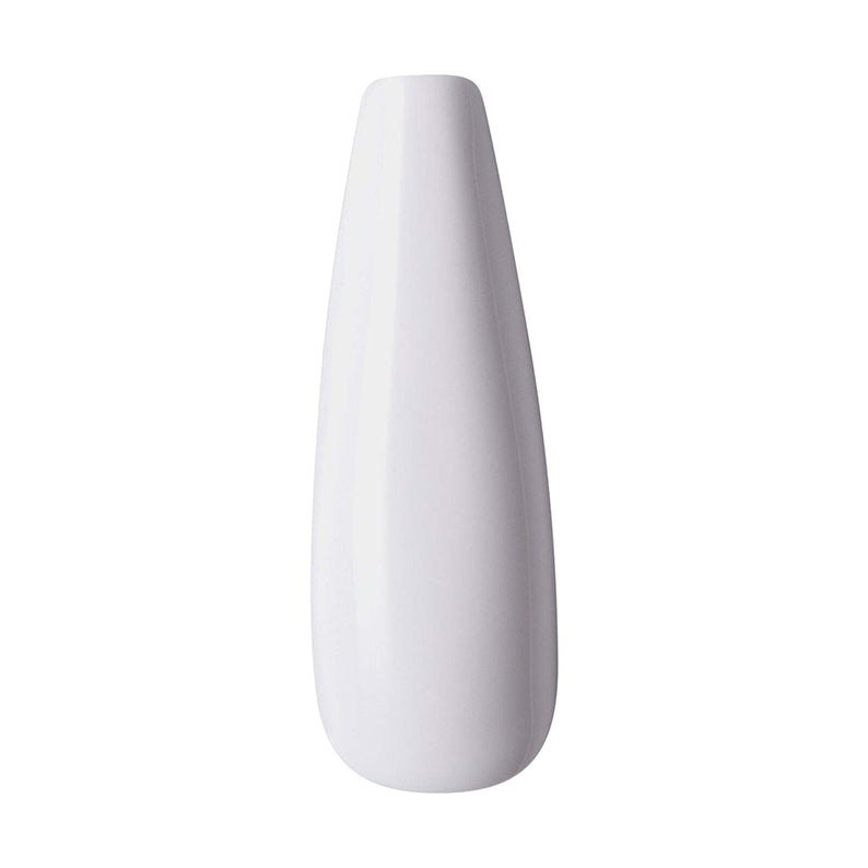 IVY BEAUTY by KISS glossy white long tapered nail sample showing solid color press on nails finish