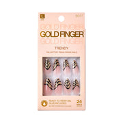 IVY BEAUTY by KISS gold finger trendy press on nails pink nude set with black and metallic gold zebra stripes
