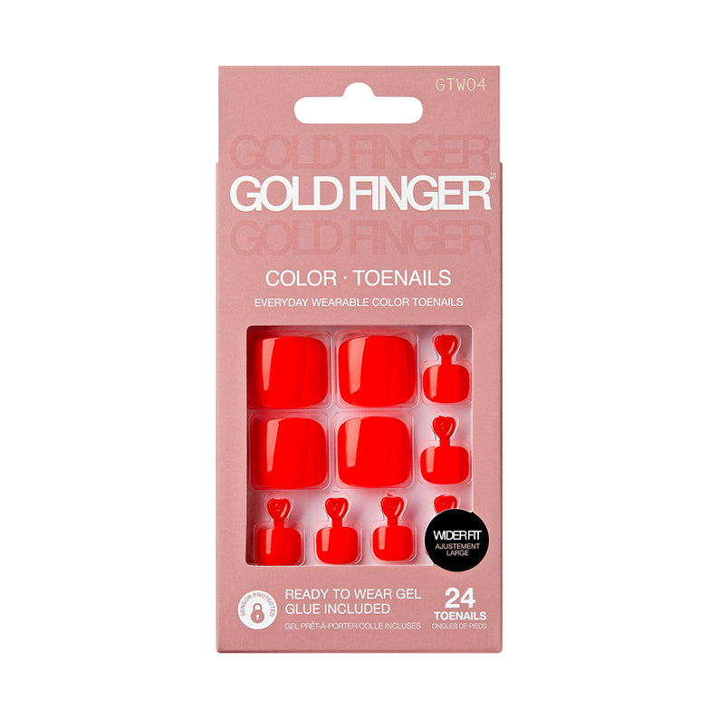 IVY BEAUTY by KISS Gold Finger wider fit toenails in bright red 24 piece ready to wear gel set packaging