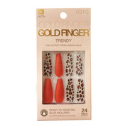 IVY BEAUTY by KISS leopard print press on nails long red and brown gel nails 24 pack with glue included