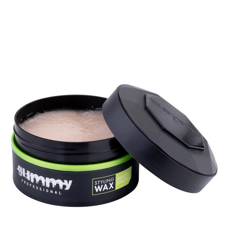 GUMMY open styling wax jar showing pale textured product matte finish hair wax for natural hold