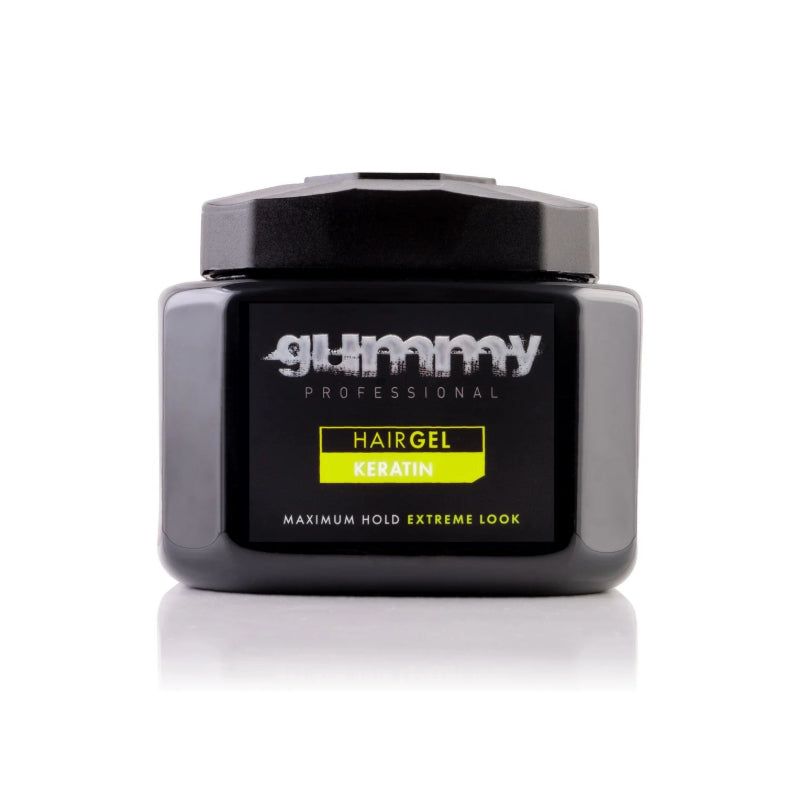 GUMMY keratin hair gel black professional jar for maximum hold and extreme styled look