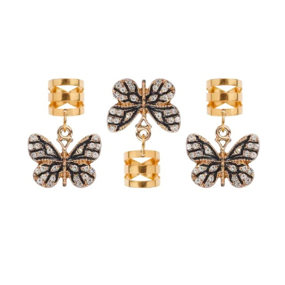 RED BEAUTY by KISS gold butterfly hair cuffs set with crystal accents luxury braid charms for hair