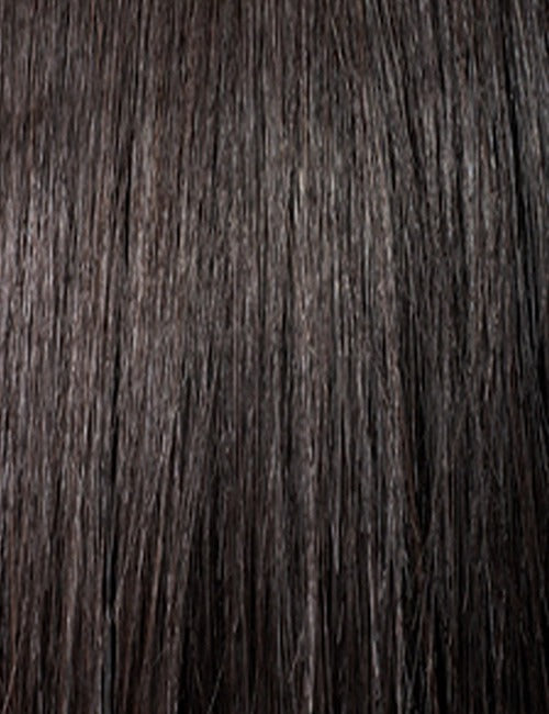 OUTRE melted hairline lace front wig straight dark brown long sleek fiber hair texture close up