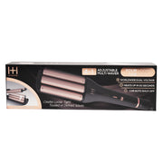 ANNIE 4-in-1 hair waver retail box showing rose gold triple barrel adjustable multi waver and features