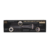 ANNIE one step hair styler and dryer in black and rose gold with oval vented brush for smoothing hair